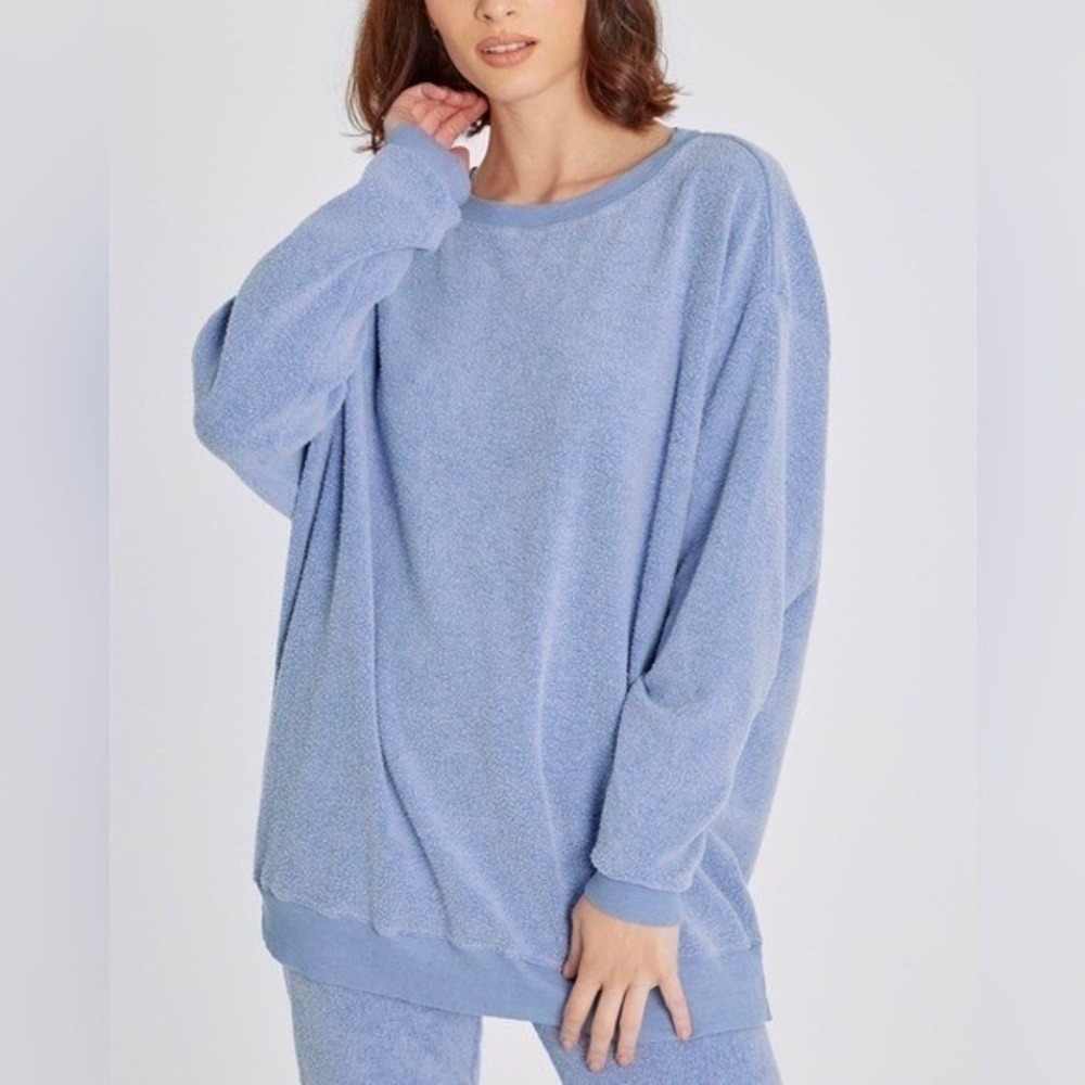 Wildfox Roadtrip Cotton Fleece Sweatshirt Dusky Blue XS Casual Lounge‎ Spring